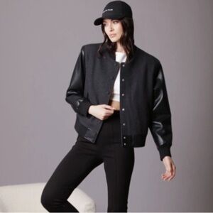 Avec Les Filles Charcoal and Black Bomber Jacket